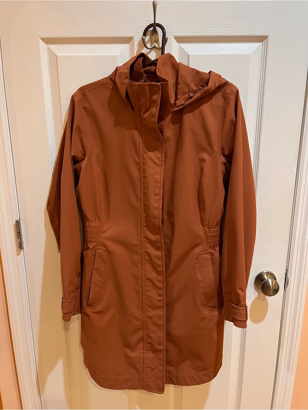 Athleta Rust Brown Trench Coat with Hood